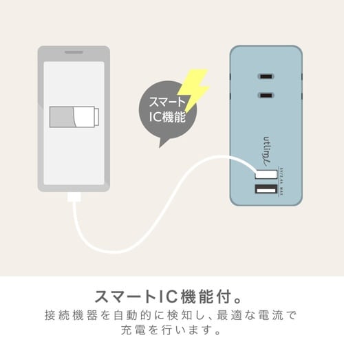 3口コンセント 直挿しタイプ ライトブルー