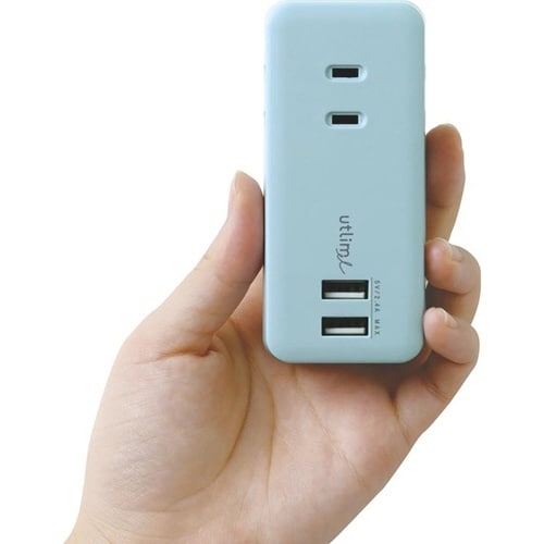 3口コンセント 直挿しタイプ ライトブルー