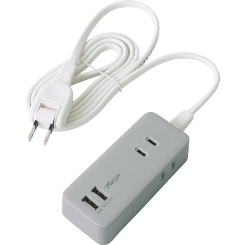 3口コンセント 1.5m USBポート付 グレー