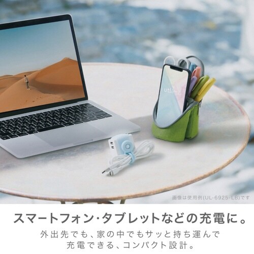 USB充電器 USB‐A 2ポート ライトブルー