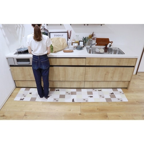 キッチンマット 拭ける PVC キャットシェイプ