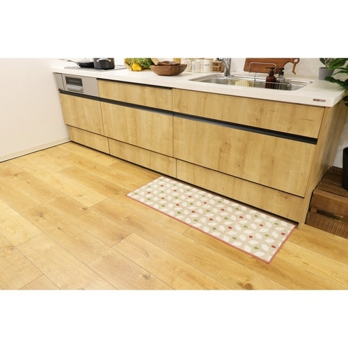 キッチンマット 45×120cm ステッチ レッド