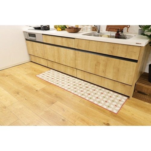 キッチンマット 45×180cm ステッチ レッド