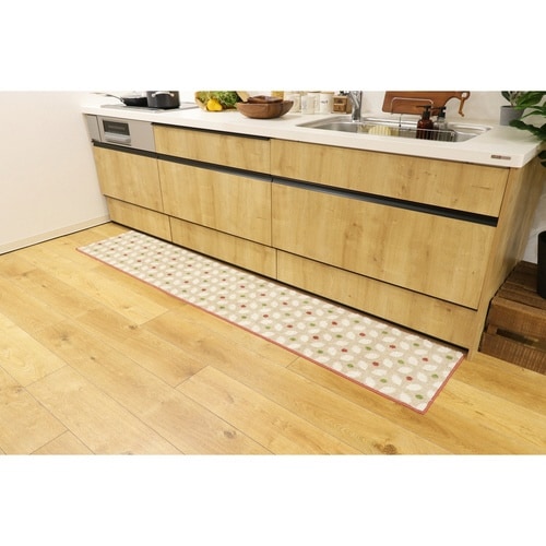 キッチンマット 45×240cm ステッチ レッド