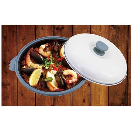 レンジパン 丸型 電子レンジ調理器 くすみブルー