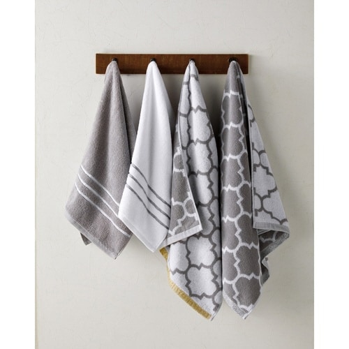 フェイスタオル リフレル ボーダー グレー