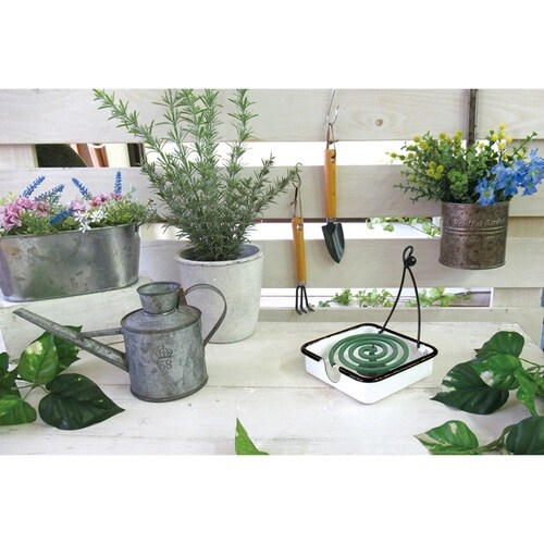 ホーロー蚊遣り ハンドル付き ホワイト