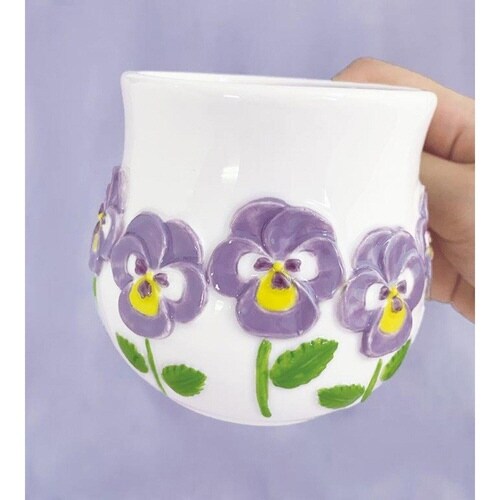 マグカップ 250ml お花マグ 陶器 パンジー