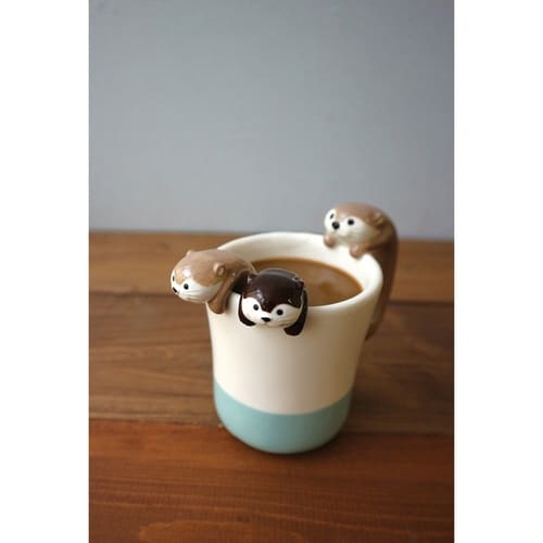 スプーン 8cm カワウソ 陶器 ラテ