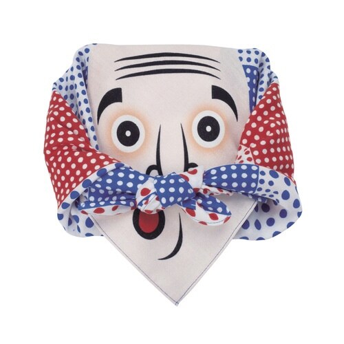 風呂敷 中巾 チーフ おかめ・ひょっとこ ブルー