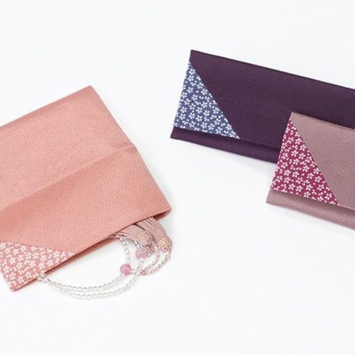 念珠入れ ちりめん桜小紋 むす美 日本製 ムラサキ