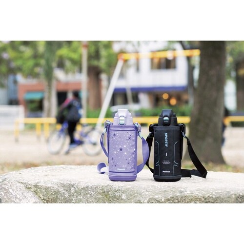 水筒 ポーチ付きワンタッチボトル パープルスター