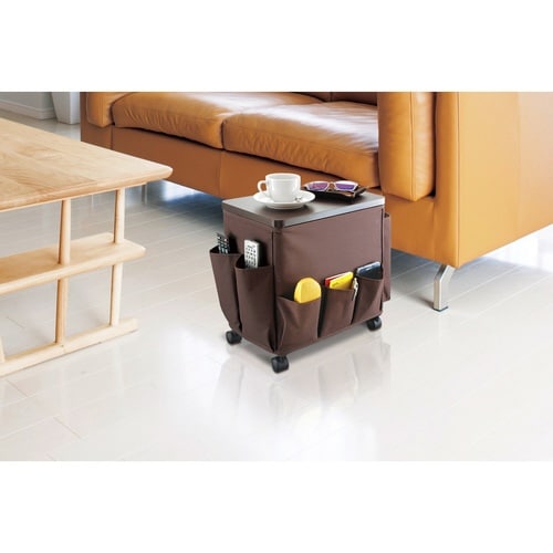 サイドテーブル 幅35cm 収納 ワゴン ブラウン