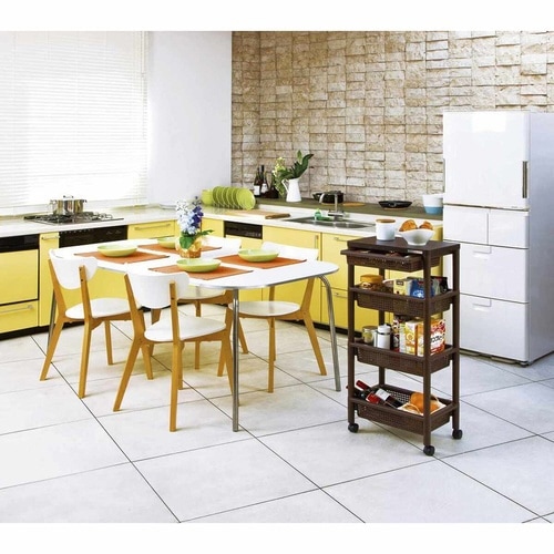 キッチンワゴン 引き出し付き 幅46 ブラウン