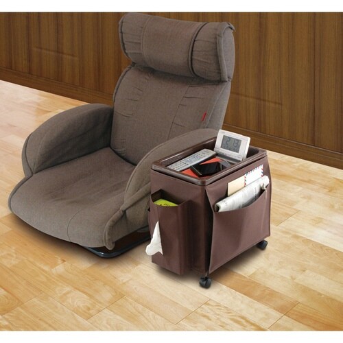 サイドテーブル 幅35cm 収納 ワゴン ブラウン