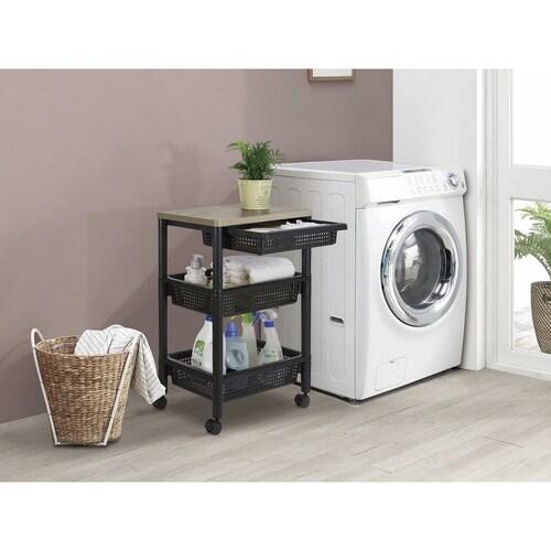 キッチンワゴン 引き出し付き 幅46 ブラック