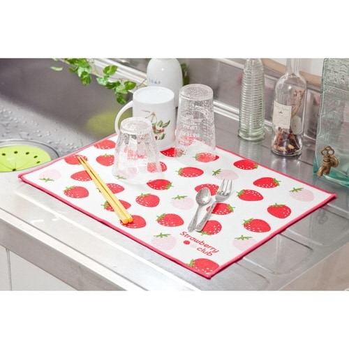 水切りマット しっかり吸水みずきりマット いちご柄