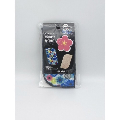 キッチンスポンジ 食器洗いフルール ブルー