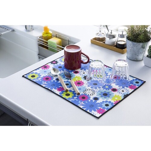 水切りマット みずきりマット 花柄 ブルー