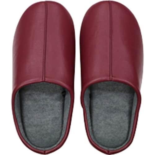 スリッパ レザー調 チャールススリッパ ワイン L