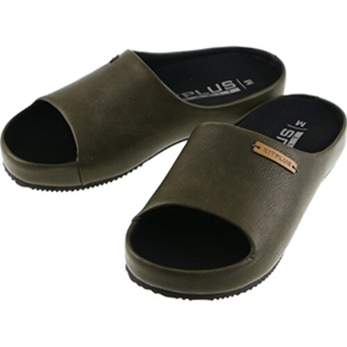 スリッパ KITPLUS 前開きオリーブ M