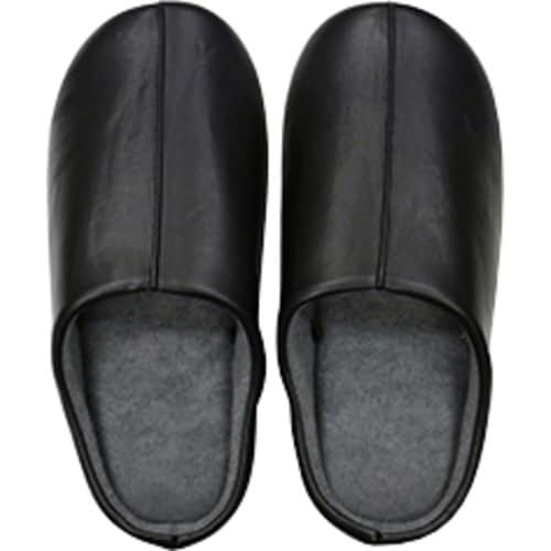 スリッパ レザー調 ブラック M