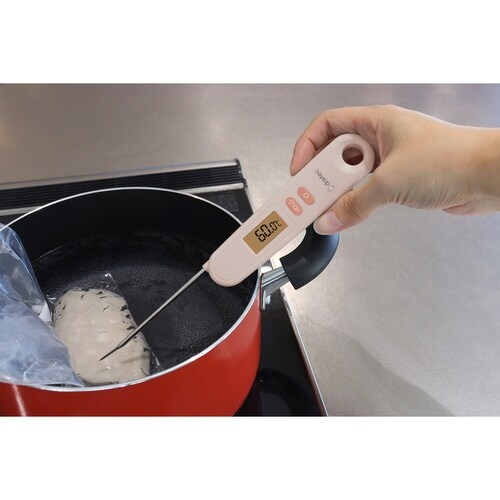 クッキング温度計 折り畳み式 調理用 ピンク