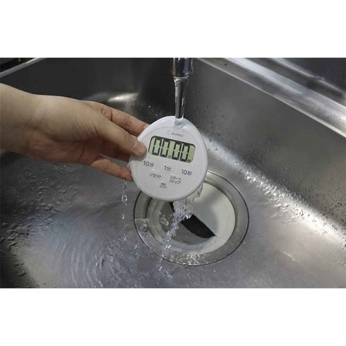 防水タイマー 時計付き ライトグレー