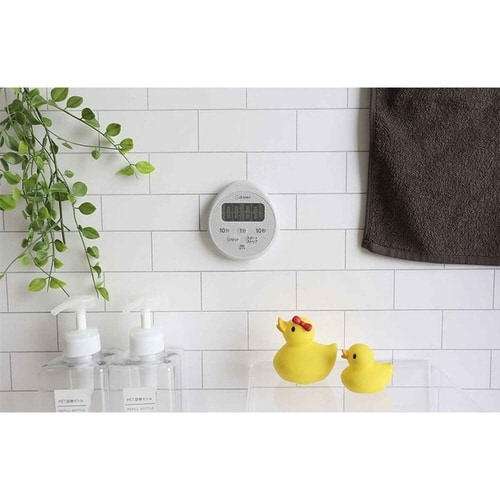 防水タイマー 時計付き ライトグレー