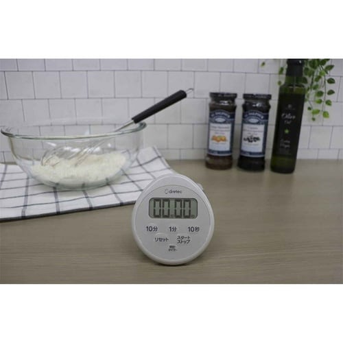 防水タイマー 時計付き ライトグレー