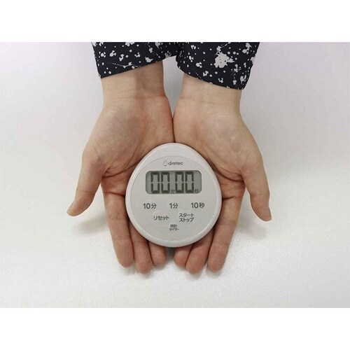 防水タイマー 時計付き ライトグレー