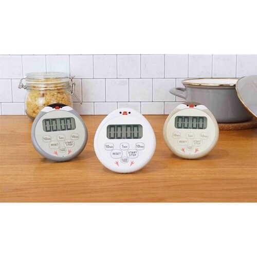 キッチンタイマー 文鳥 防水 グレー