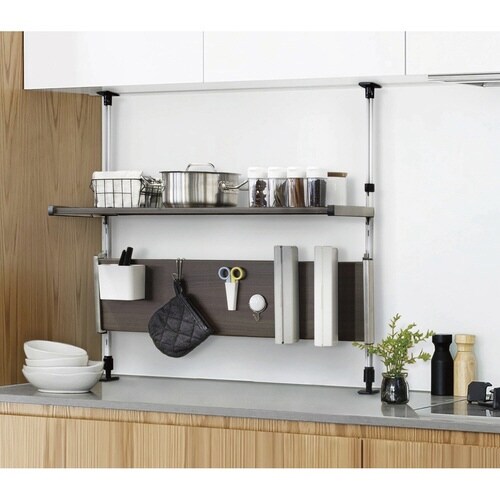 つっぱり棚 2段 幅75cm モクメタル