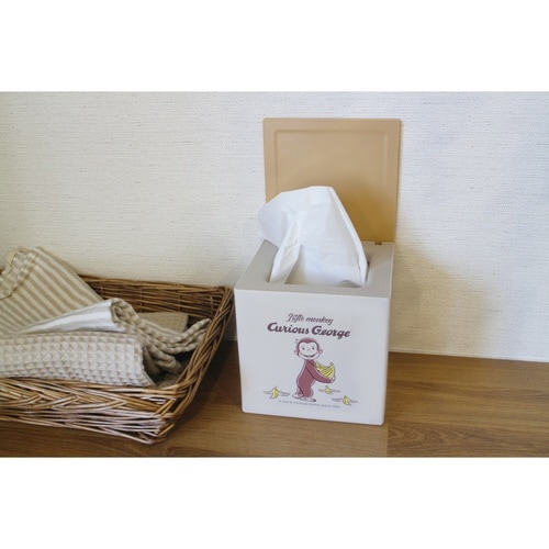 箱型ティッシュケース おさるのジョージ フタ付