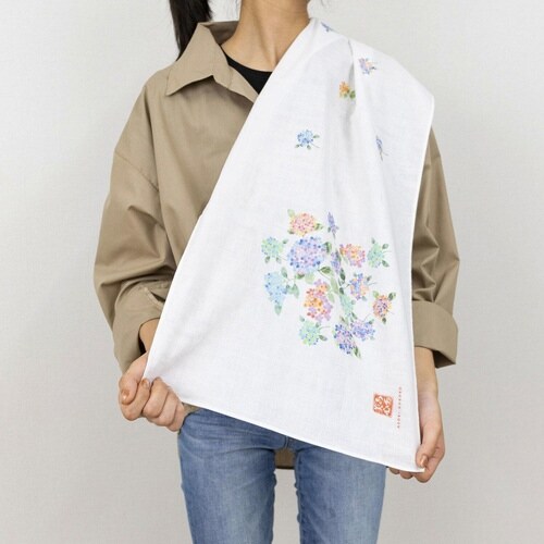 タオル ガーゼ 手ぬぐい 35×90cm アジサイ