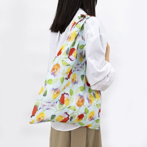 エコバッグ あずまトート 花柄 椿水色