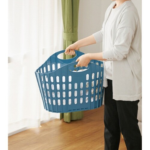 ランドリーバスケット 折りたたみ ブルー