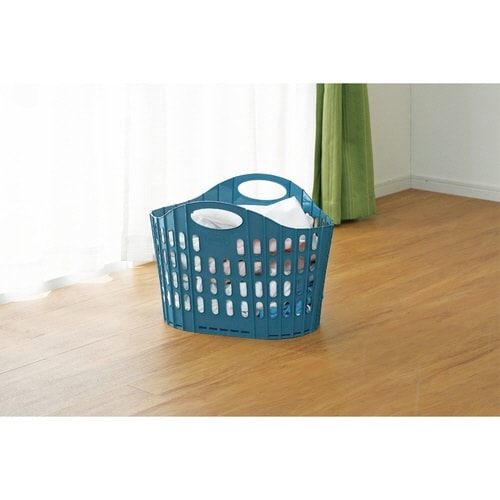 ランドリーバスケット 折りたたみ ブルー