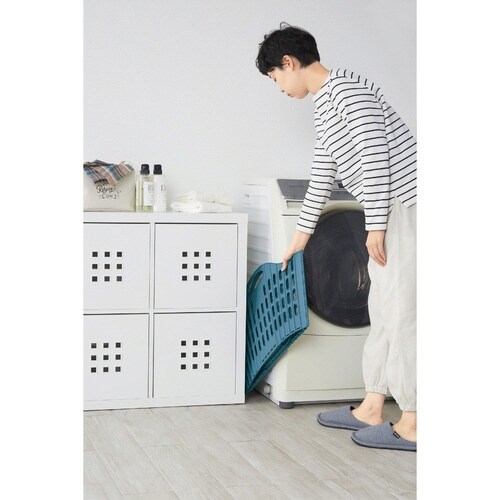 ランドリーバスケット 折りたたみ ブルー