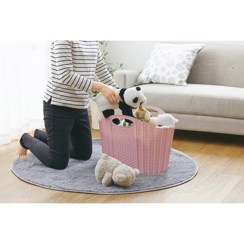 ランドリーバスケット 折りたたみ ラタン(ピンク)