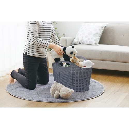 ランドリーバスケット 折りたたみ ラタン(グレー)