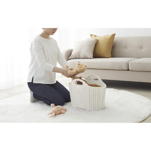 折りたためる ランドリーバスケット アイボリー