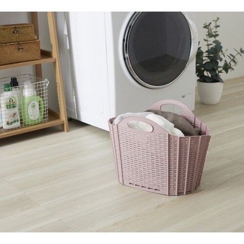 折りたためる ランドリーバスケット 20L ピンク