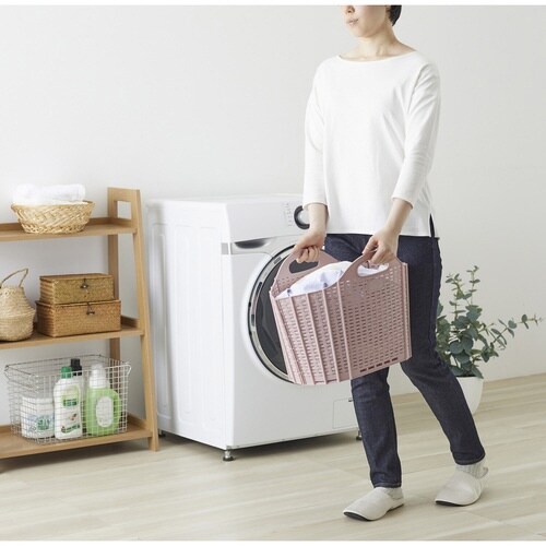 折りたためる ランドリーバスケット 20L ピンク
