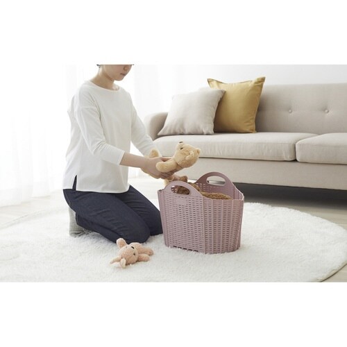 折りたためる ランドリーバスケット 20L ピンク