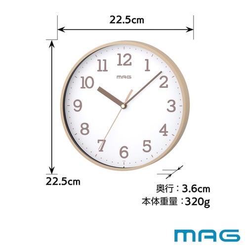 掛け時計 ガレット MAG 連続秒針 アイボリー