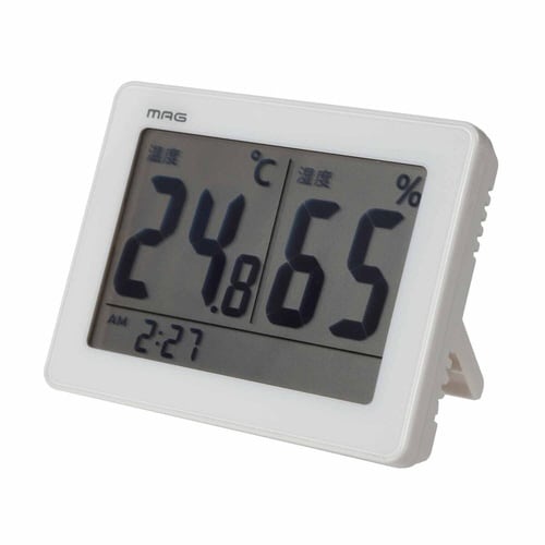 置き掛け時計 MAG 温度湿度計 スカイ ホワイト