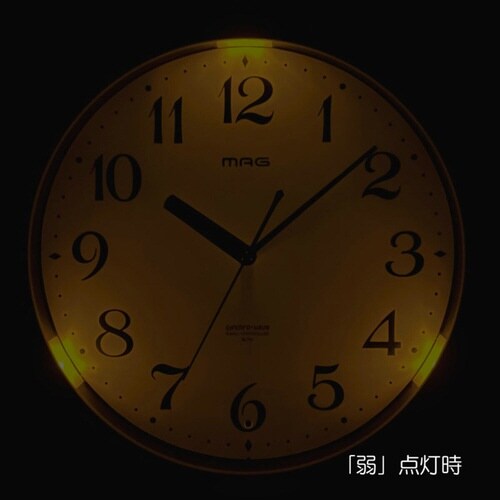 掛け時計 電波時計 直径30cm 自動点灯 灯