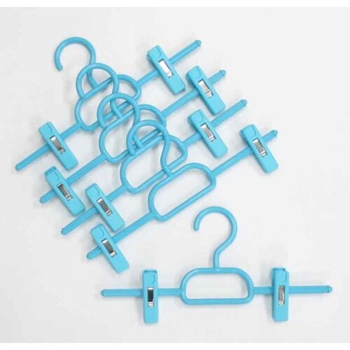 衣類ハンガー ボトムハンガー 5本組 ブルー