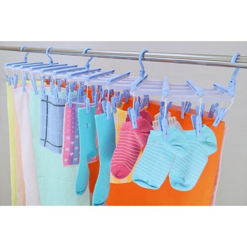 洗濯ハンガー 伸縮 フリーピンチャー スカイブルー